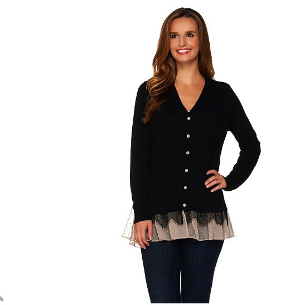 NWOT, LOGO by Lori Goldstein Cashmere Cotton Cardi